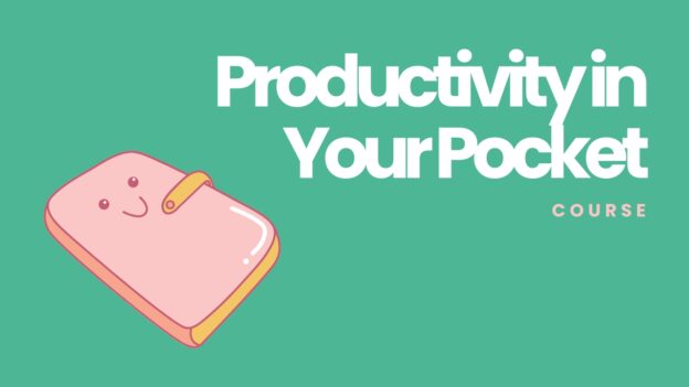 Poster for the course Productivity in your Pocket with an illustration of a pocket wallet smiling. Explore Dr. Kara Larson's courses designed to boost productivity, leadership, and achieve emotional balance through neuroscience and mindful habits